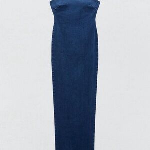 Zara Strapless Denim Maxi Dress
